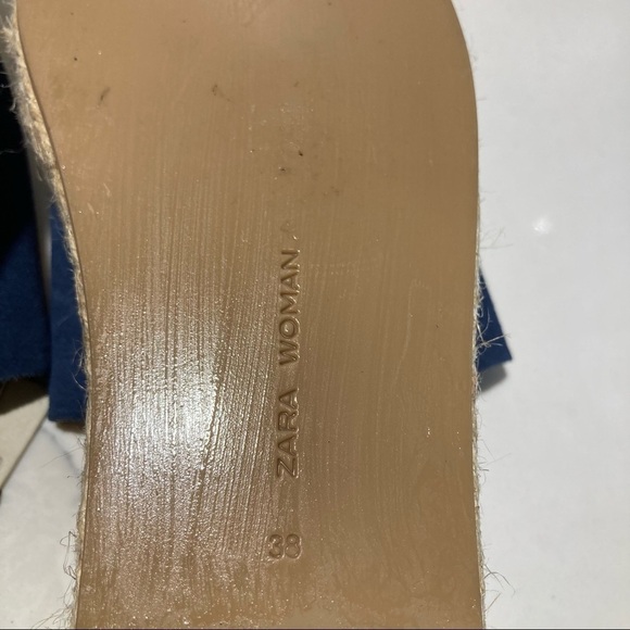 ZARA WOMAN Sz 38 Leather  Dark Blue 2.5” Platform Slip On Espadrille NWT - Picture 7 of 11